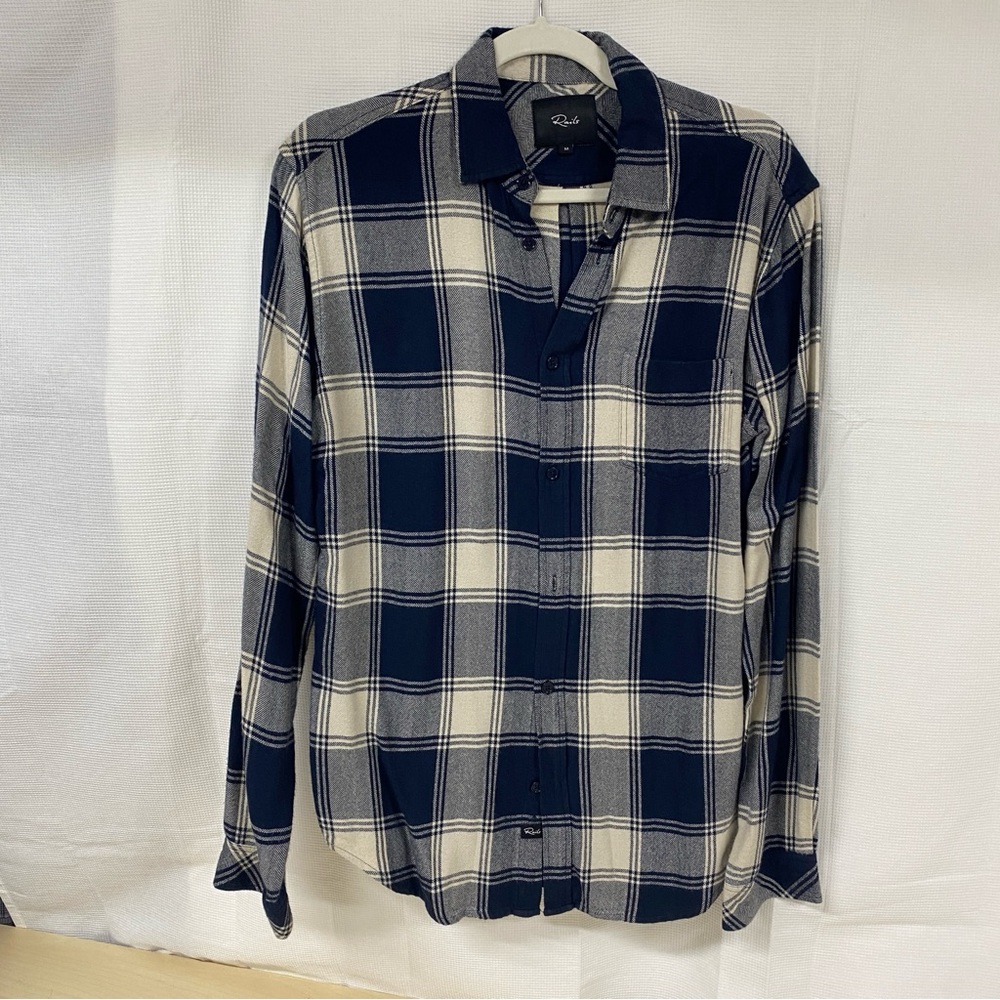 Rails Hunter Plaid Button Down Shirt Women Medium Navy Cream Lightweight